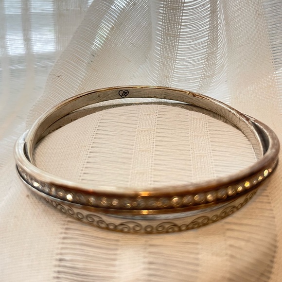 Brighton Neptune Ring Silver Crystal Double Intertwined Bangle Bracelet Retired - Picture 3 of 4